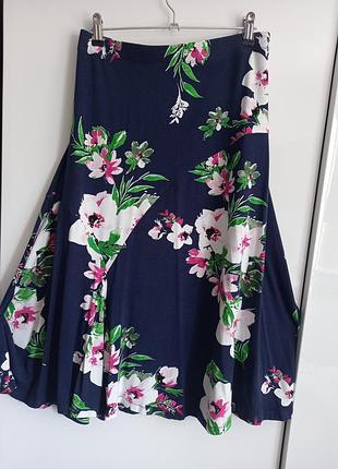 Papaya clothing р. xхl-ххххl 52-54 спідниця міді стрейчева з віскози квітковий принт батал англія