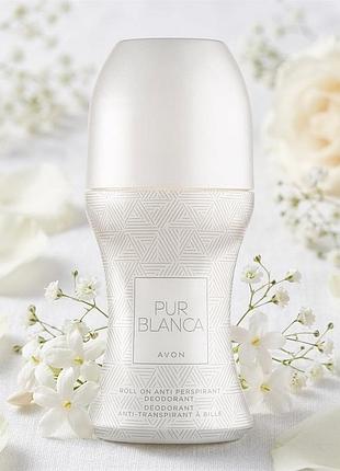 Дезодорант-антиперспірант з кульковим аплікатором avon pur blanca, 50 мл