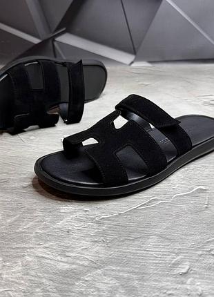 Шлепанцы мужское замшевое black suede! хлепанцы замшевые мужская натуральная замша! шлепки замшевые мужественные летние! натуральная замша! оазмеры 40-45!