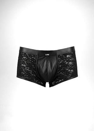 Мужские кружевные боксеры lovehoney (lhm) с кожаными вставками (wet look), размер l/xl