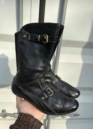 Ботинки puma berlin mid leather black biker style vintage archive