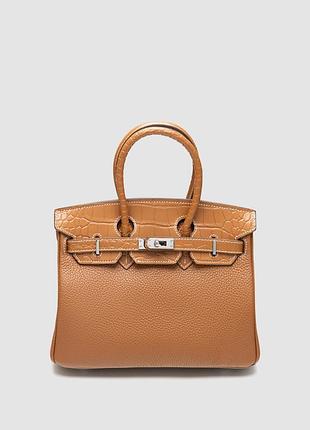 Сумка эрмес гермес хермес эрме birkin 25 togo leather crocodile brown/silwer