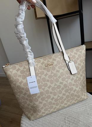 Сумка подарунок coach 💛 шопер shoper coach чорна бежева коричне