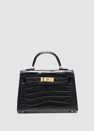 Сумка хермес гермес эрмес эрме kelly 20 mini ii alligator black/gold