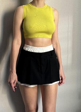 Zara лимонний топ в рубчик, розмір xs/s, щільний