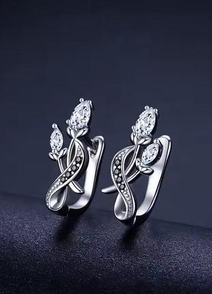 Серьги нежные камешки нержавеющая сталь stainless steel