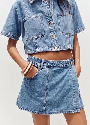 Cтильнa джинсовa юбка-шорти від відомого іспанського бренду zara/зара.