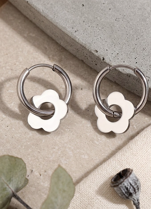 Серьги цветочки нержавеющая сталь stainless steel