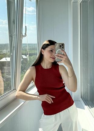Теракотовий топ в рубчик з відкритою спинкою zara 1+1=3