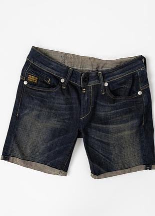 Жіночі, джинсові шорти g-star raw midge bootleg у темно-синьому кольорі. стильна модель у дусі y2k з низькою посадкою та класичним, фірмовим дизайном