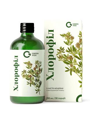 Хлорофіл з екстрактом м’яти (chlorophyll mint), 250 мл, green visa