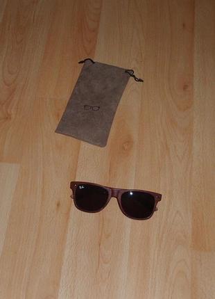 Коричневые "деревянные" солнцезащитные очки ray ban brown unisex polo ck 14/14 4,5/5,5см унисекс