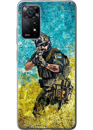 Чохол силіконовий патріотичний на телефон xiaomi redmi note 11 воїн зсу "5311u-2516-58250"