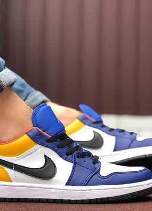 Nike air jordan 1 low білі з жовтимсині