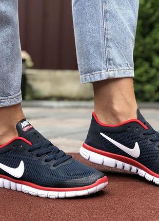 Nike free run 3.0 темно сині з білимчервоні
