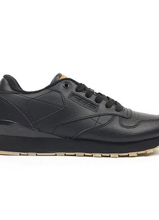Reebok classic leather черные на бежевой