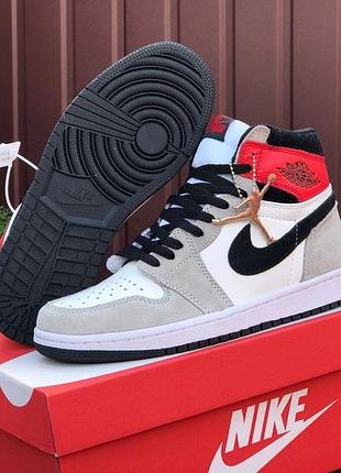 Nike air jordan 1 retro high og сірі з білимчервоні