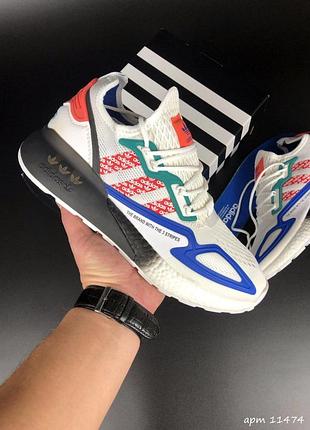 Adidas zx 2k boost 2.0 білі із синім