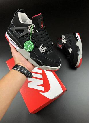 Nike air jordan 4 retro чорні з червоним