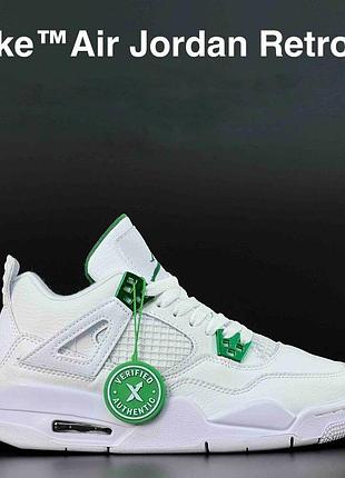 Nike air jordan 4 retro білі із зеленим
