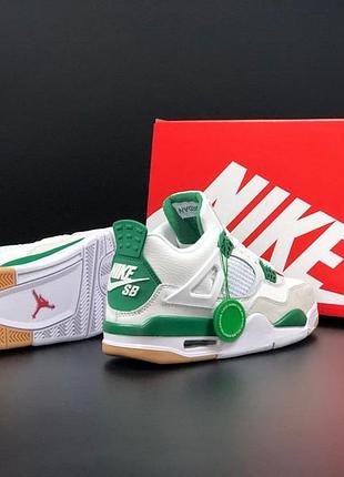 Nike air jordan 4 retro білі із зеленим