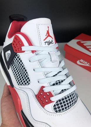 Nike air jordan 4 retro  білі з червоним