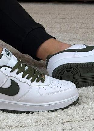 Nike air force 1 low  білі із темно зеленим