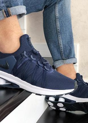 Nike shox gravity темно сині з білим