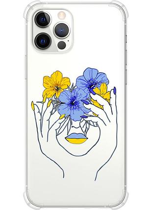 Чехол силикон с усиленными углами патриотический на телефон iphone 12 pro девушка v4 "5276sp-2052-58250"