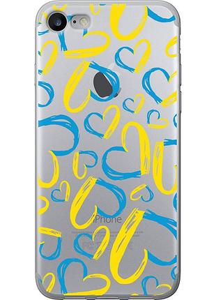 Чехол силиконовый патриотический на телефон iphone 8 сердца ua "5292u-1031-58250"