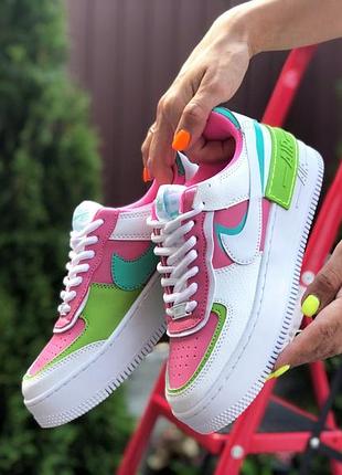 Nike air force 1 shadow білі з малиновимсалатові