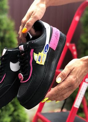 Nike air force 1 shadow чорні із рожевим