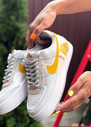 Nike air force 1 shadow білі з жовтим