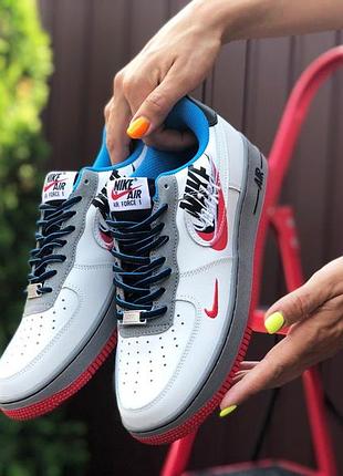 Nike air force 1 білі з червонимблакитні