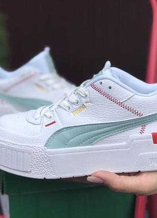 Puma cali sport mix білі з мятним