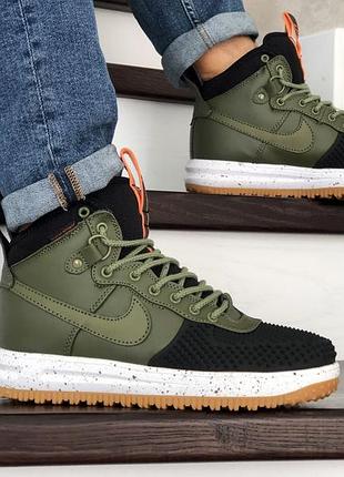 Nike lunar force 1 duckboot темно зелені з чорним