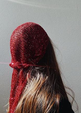Вʼязана косинка із пряжі lang paillettes