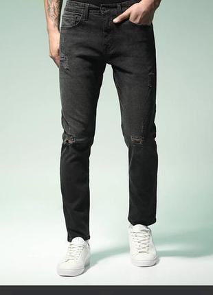 Стильные черные джинсы-скинни denim co. (w32/l32)