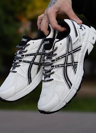 Мужские кроссовки asics gel-kahana 8 white black ассикс гель кахана белые с черным