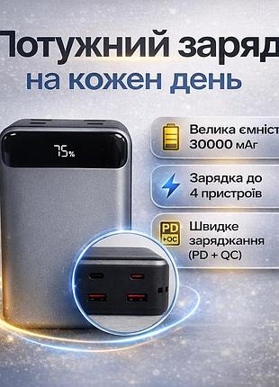 Внешний аккумулятор king power kpg-316 30000 mah 22.5w с дисплеем черный