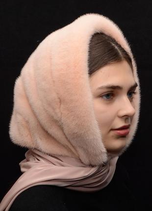 Женский норковый капор на голову2 фото