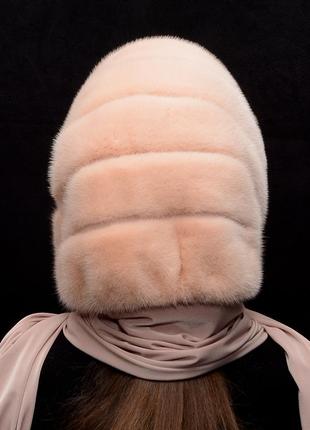 Женский норковый капор на голову4 фото
