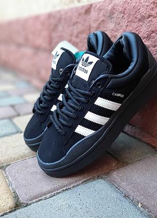 Adidas campus черные белые полоски