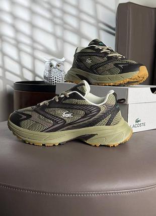 Мужские кроссовки lacoste l003 neo shot khaki brown