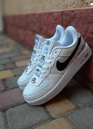 Nike force 1 double air белые с черным