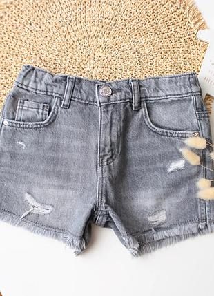 Серые джинсовые шорты с потертостями denim co 5-6 лет