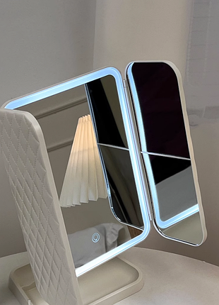 Косметическое зеркало с led подсветкой и usb, xw 810, белое / тройное зеркало сенсорное для макияжа