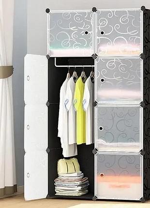 Пластиковый складной шкаф storage cube cabinet 75х37х145 см черный сборный органайзер для одежды