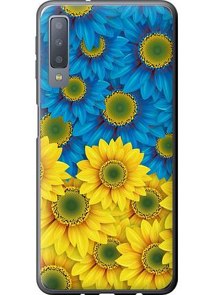 Чехол силиконовый патриотический на телефон samsung galaxy a7 (2018) a750f жёлто-голубые цветы "1048u-1582-58250"