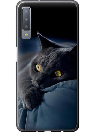 Чехол силиконовый на телефон samsung galaxy a7 (2018) a750f дымчатый кот "825u-1582-58250"